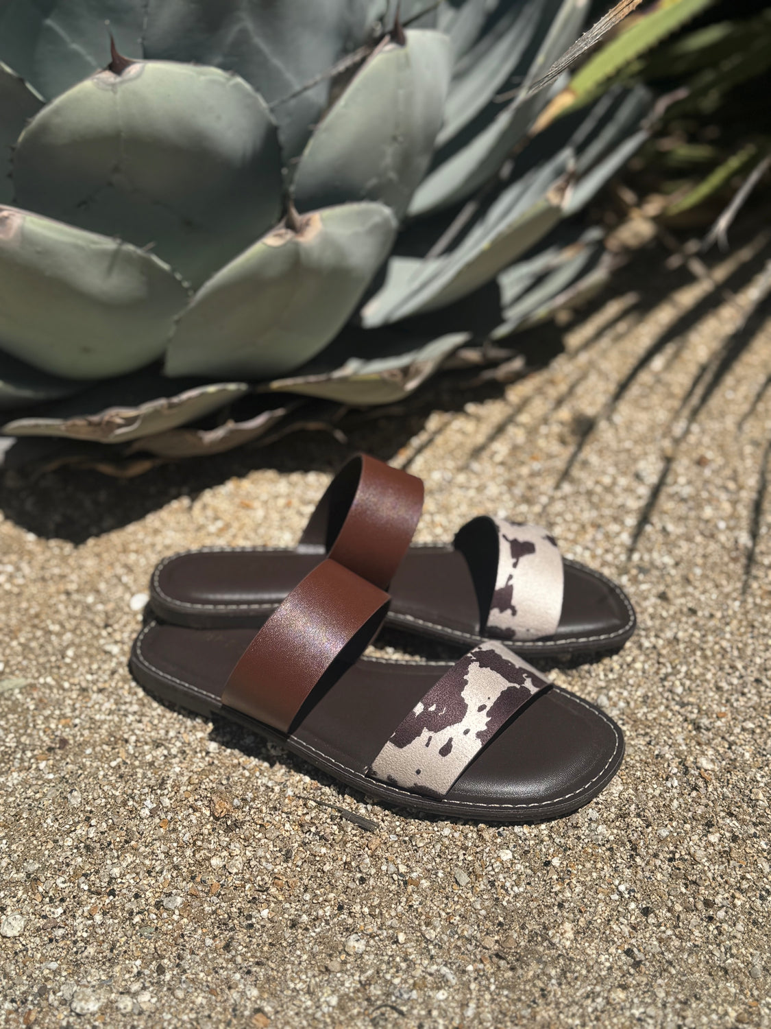 Double Band Cow Print Sandal