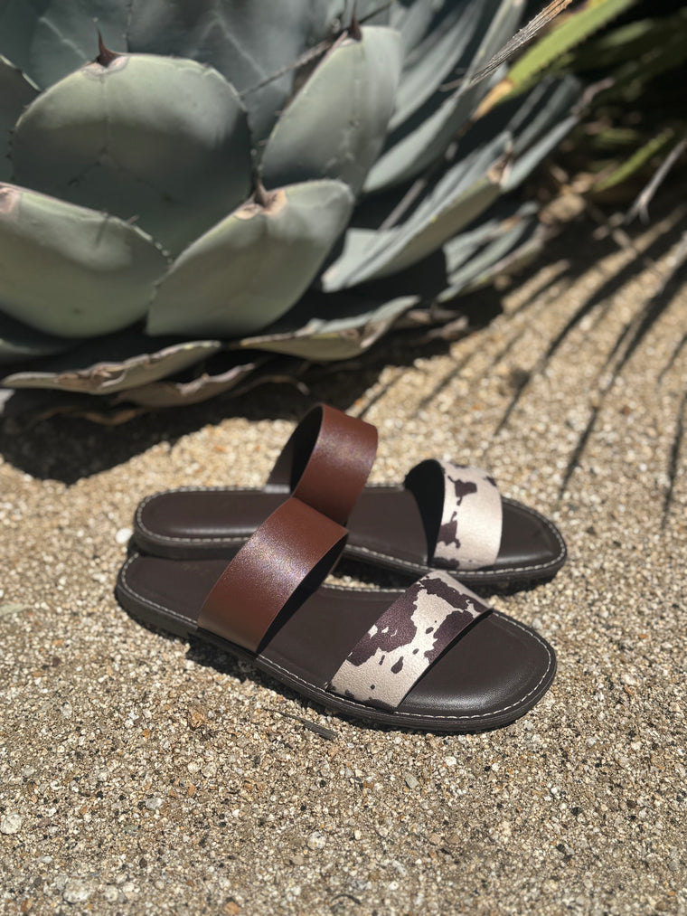 Double Band Cow Print Sandal