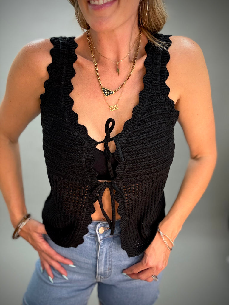 Black Crochet Vest