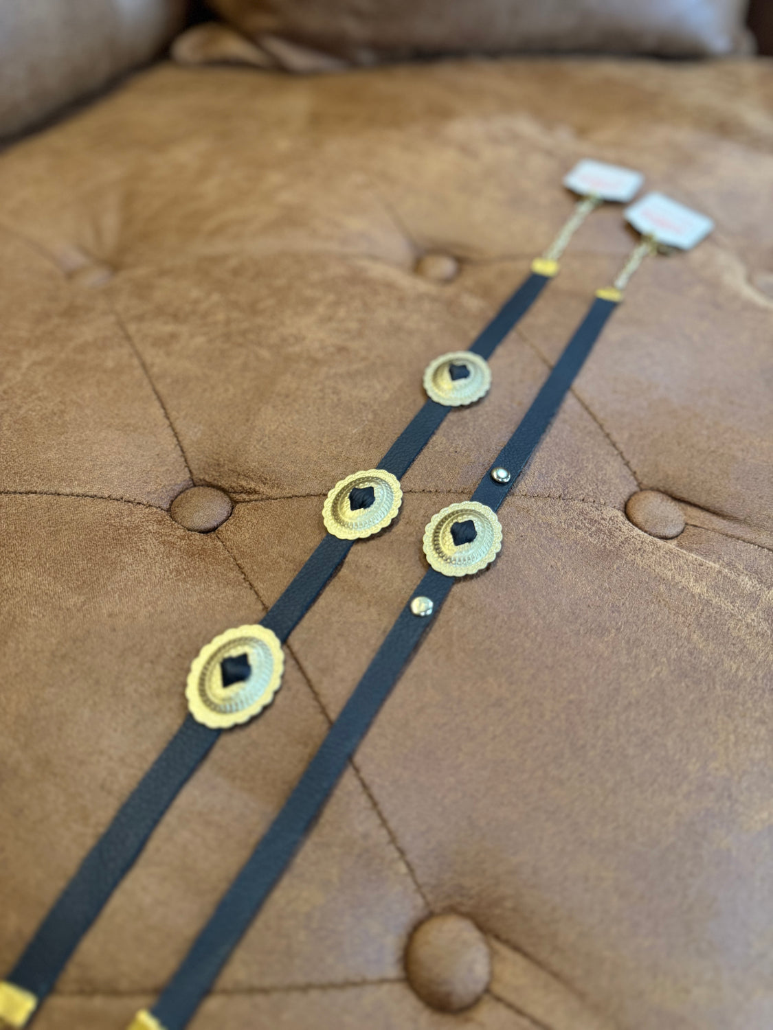 Oval Gold Concho Choker Necklaces