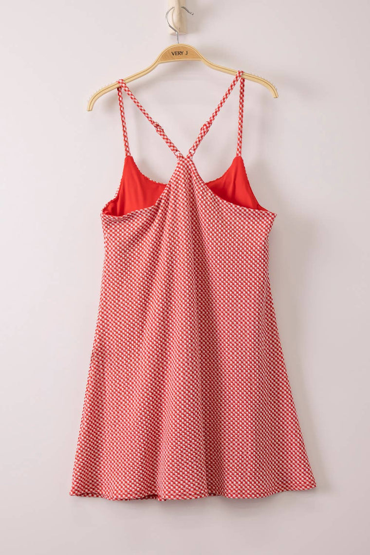Red Gingham Active Wear Dress