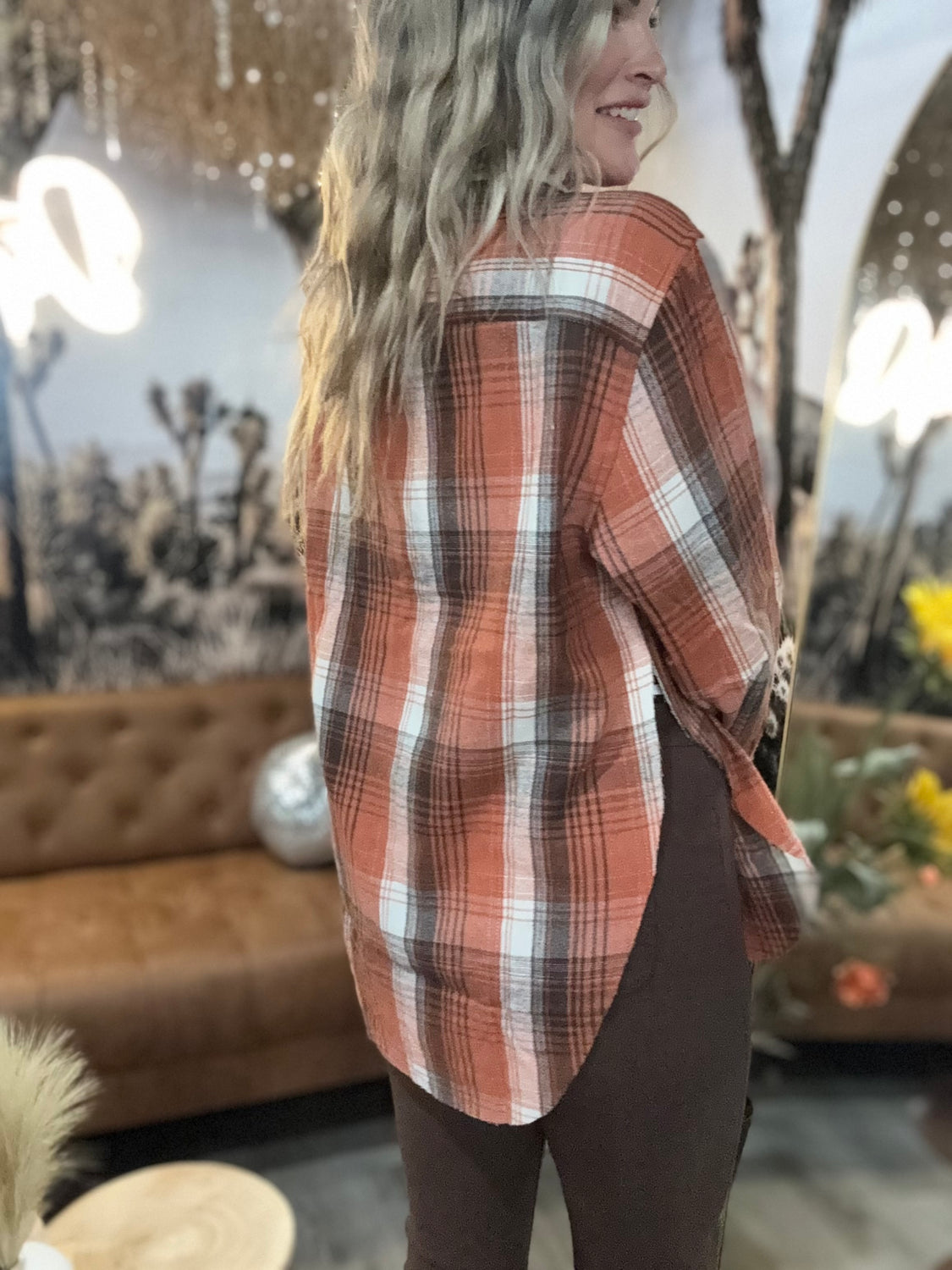 Rusty Side Slit Flannel