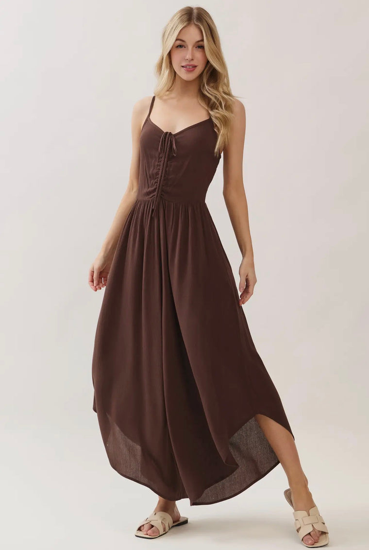 Espresso Tie Front  Jumpsuit