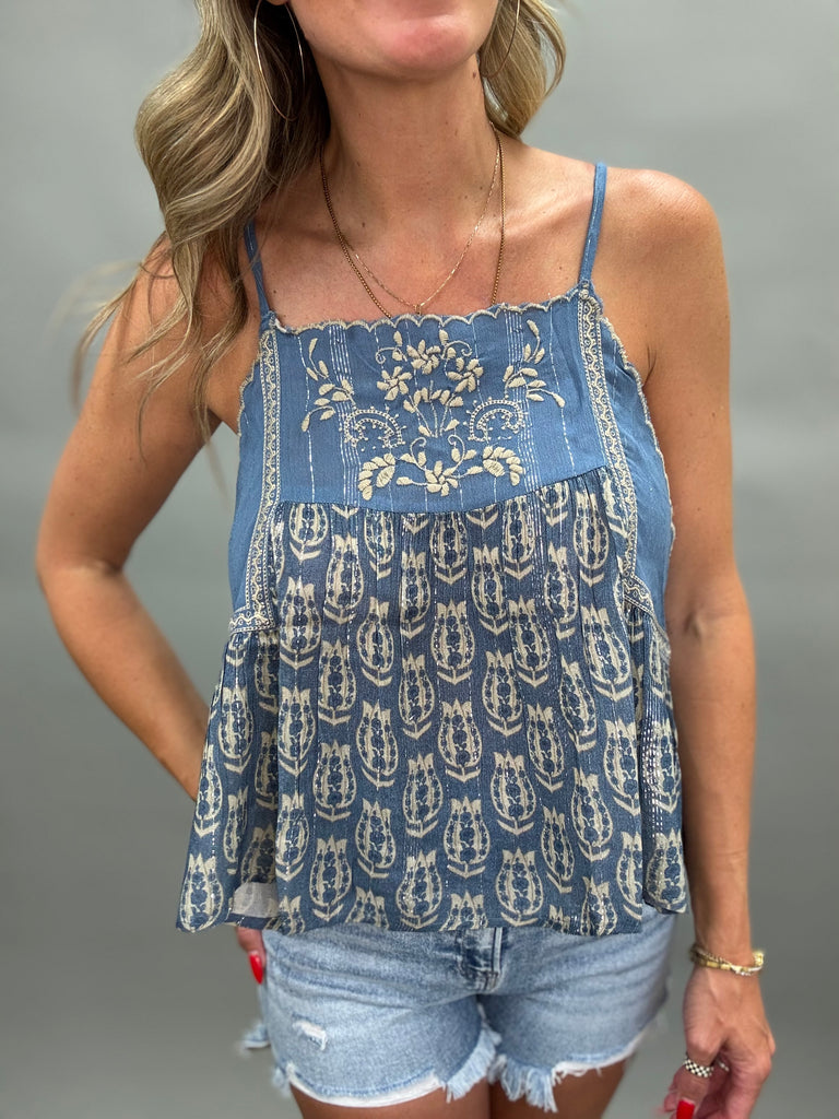 Embroidered Tulip Top