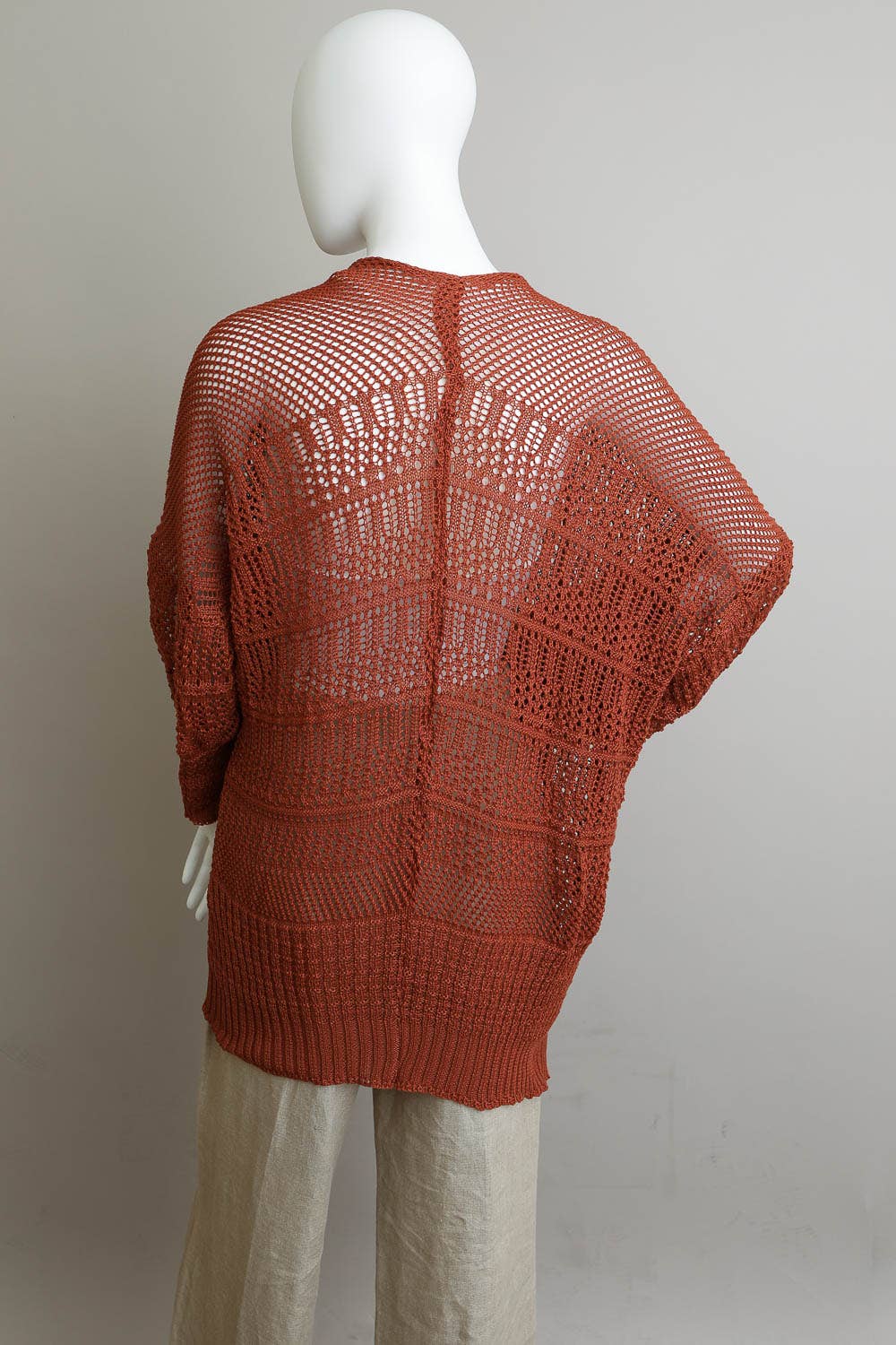 Relaxed Fit Boutique Cardigan | Fashionable Netted Knit 🌟: Rust