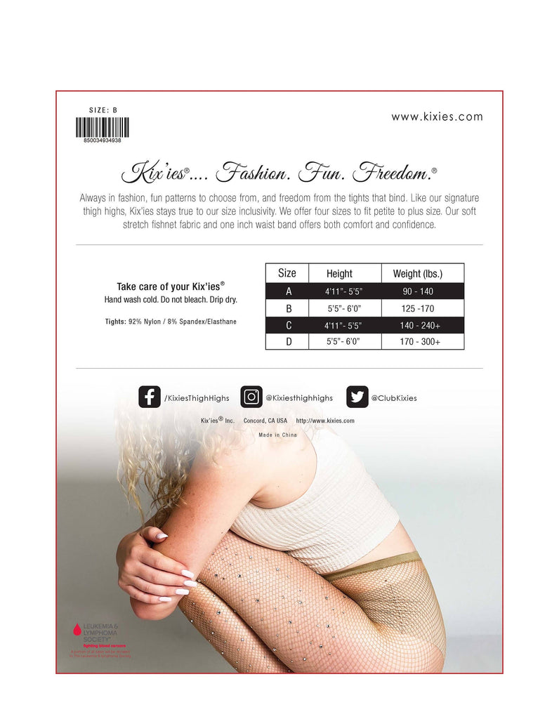 Rhinestone Fishnet Nude Tights