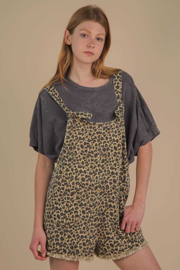 Leopard Printed Cotton Romper