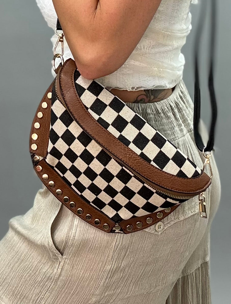 Studded Checkered purse