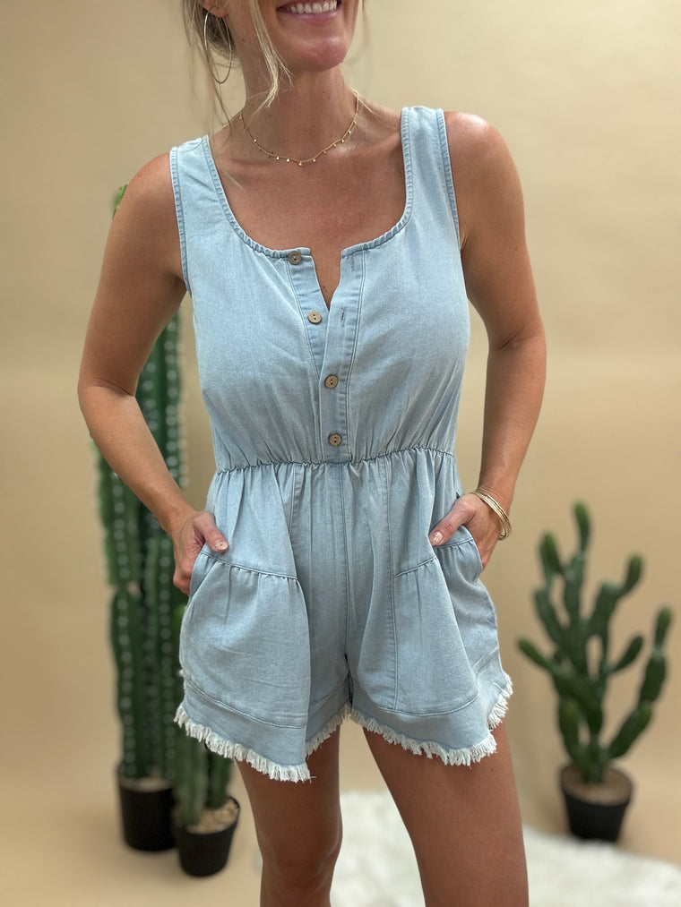 Washed Denim Romper