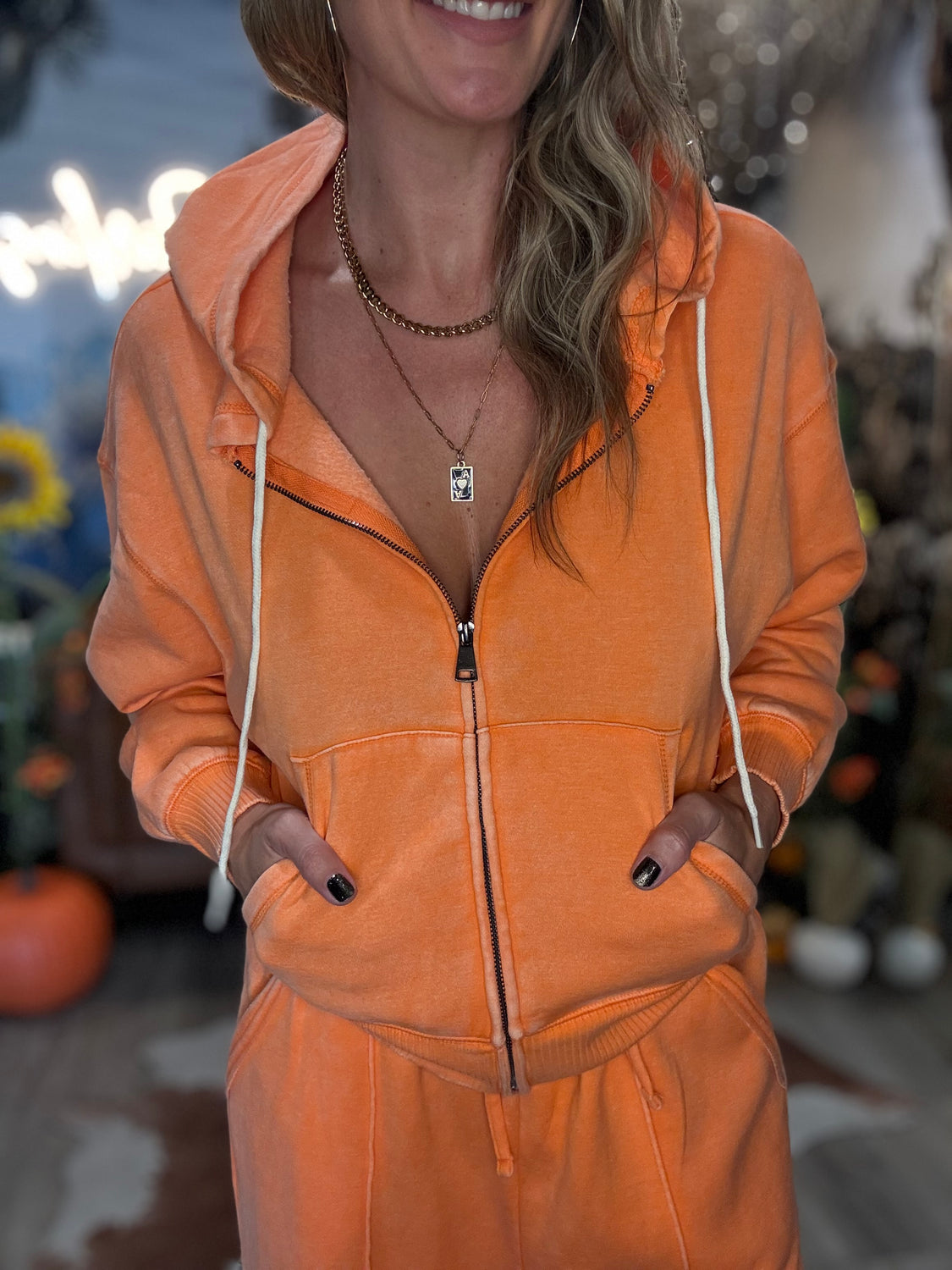 Cozy Campfire Orange Zip Up