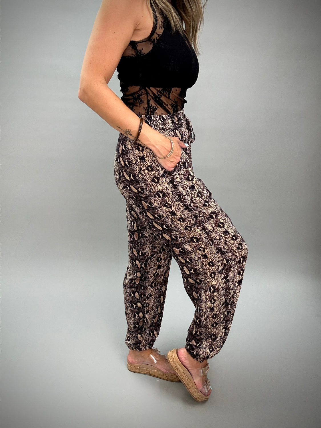 Snake Print Jogger Pants
