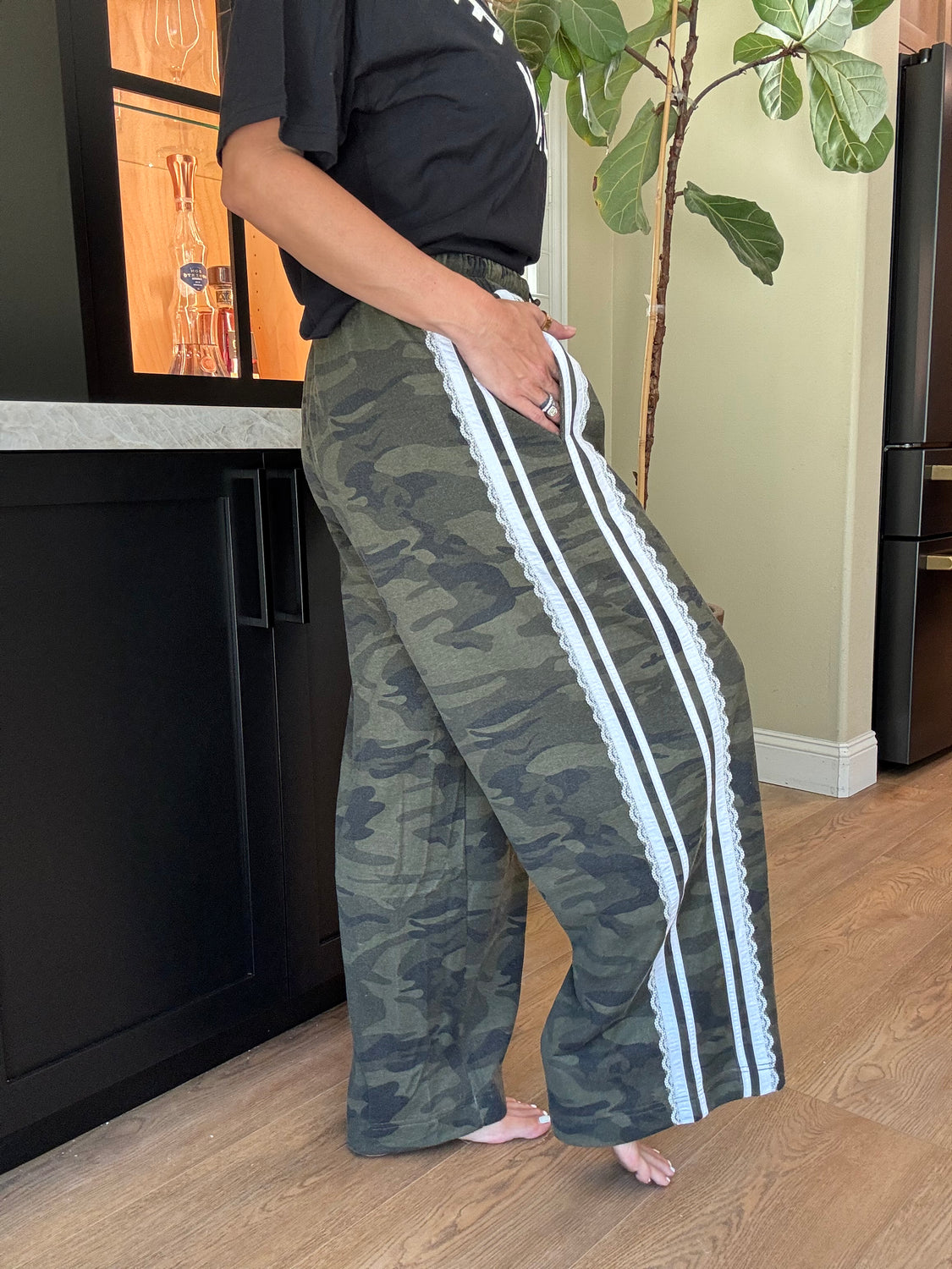 Camo+Lace Track Pants