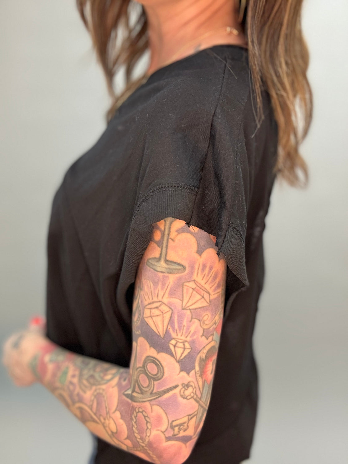 Cross Over Black Open Back Crop Tee