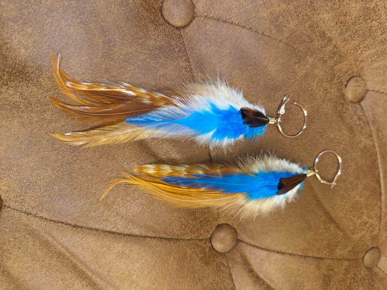 Electric Blue Feather Earrings