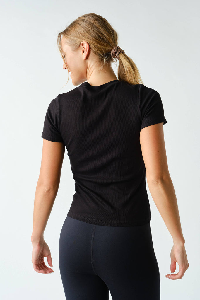 Essential Micro-Ribbed Short Sleeve Top