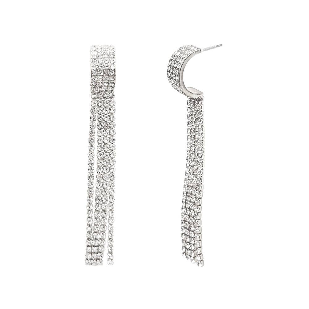Rhinestone Fringe Cuff Earring