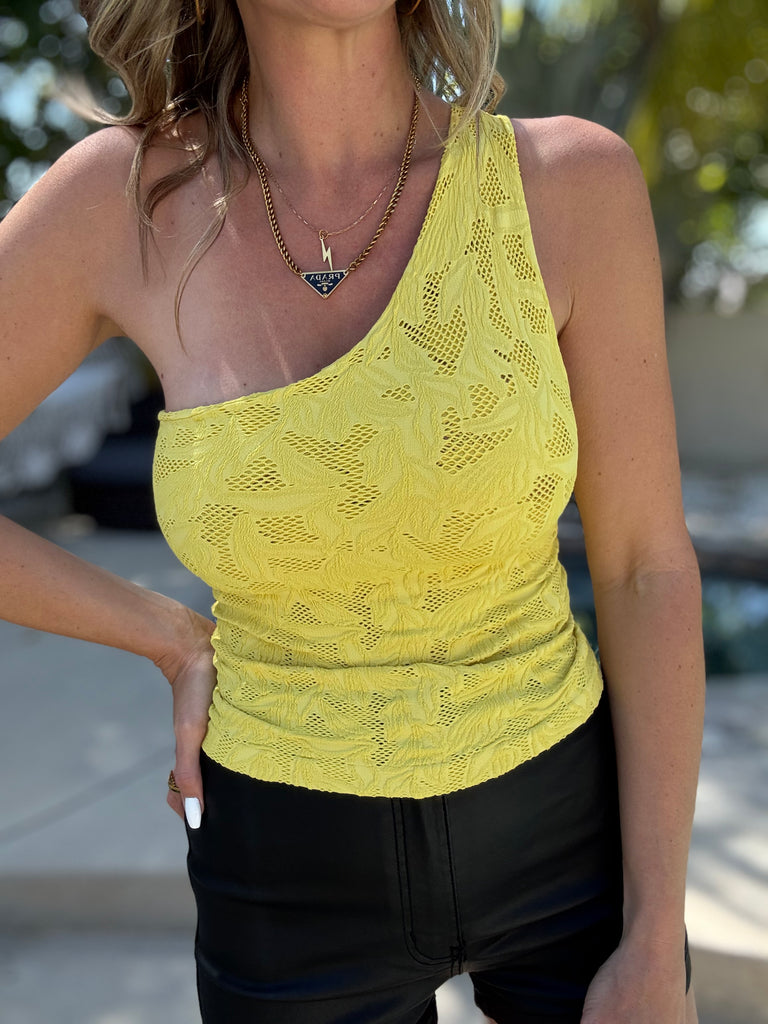 Bumble Bee Lace One Shoulder Tank