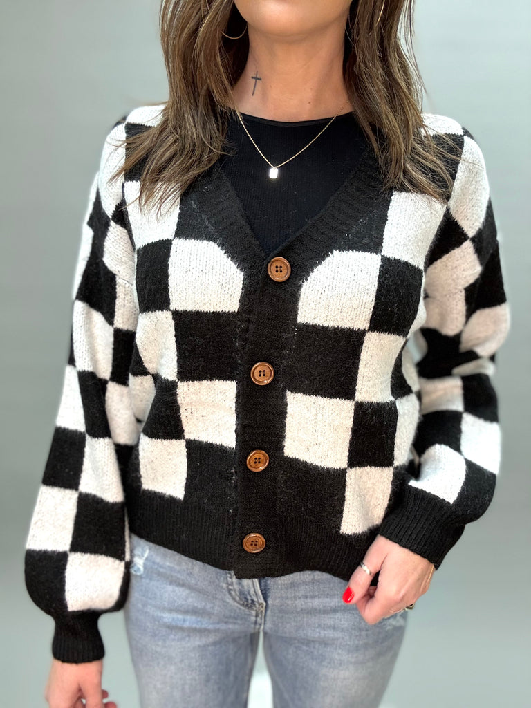 Checker Crop Sweater