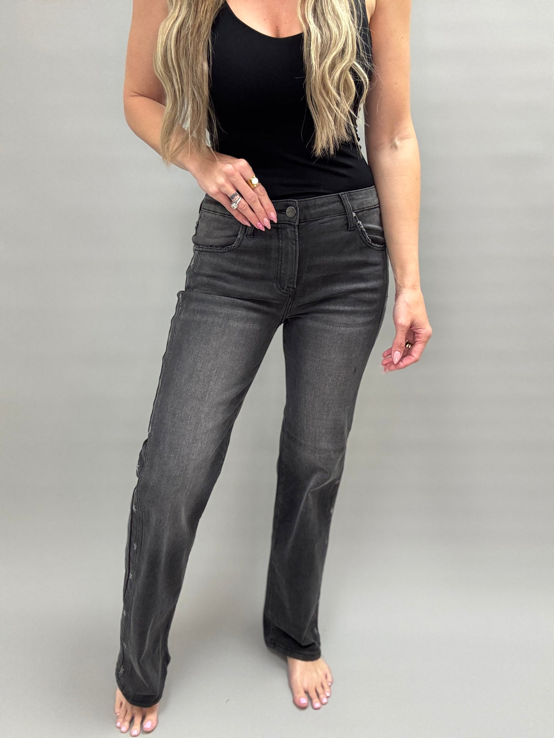 Stardust Black Washed Straight  Risen Jeans
