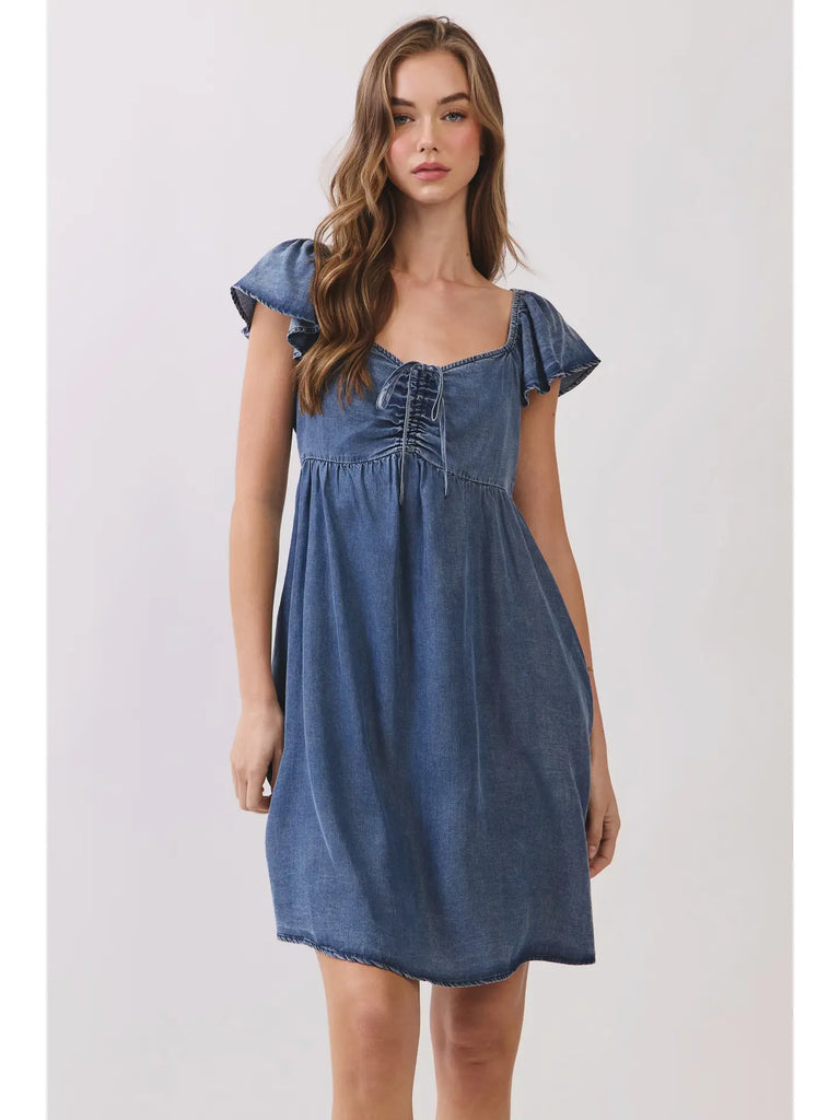 Flutter Sleeve Denim Dress