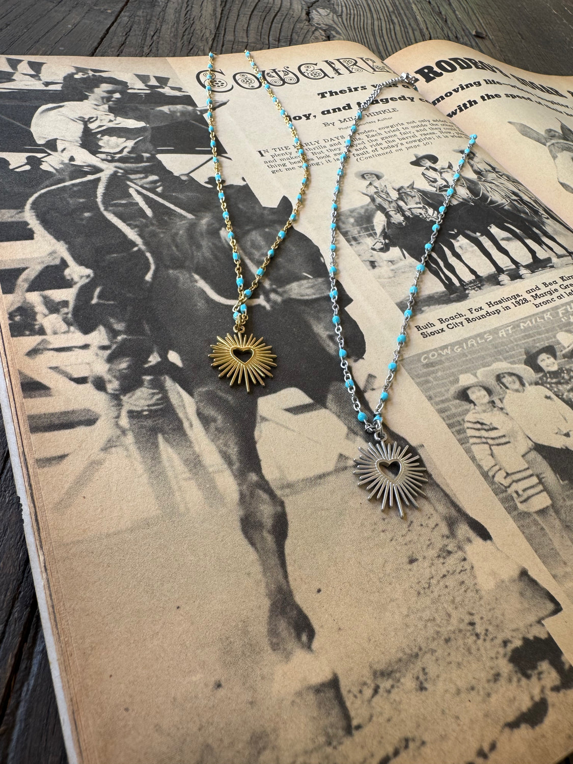 Sacred Heart Turquoise Chain Necklace