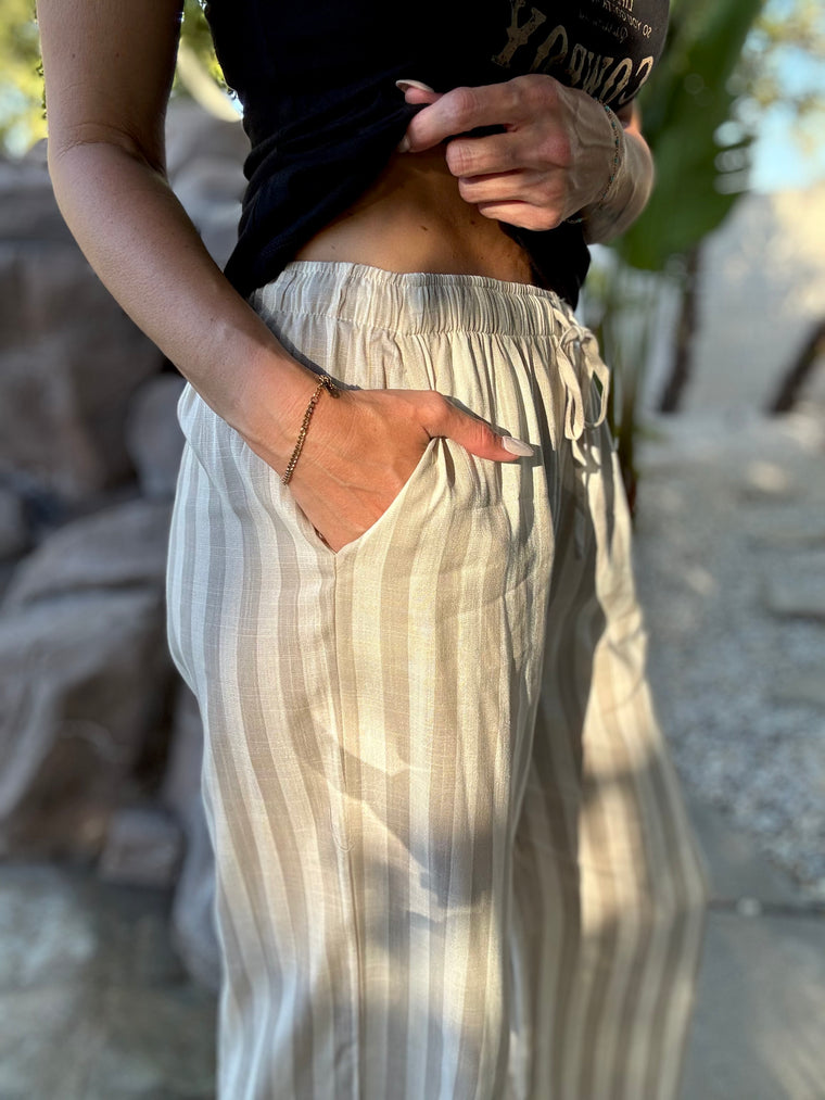 Linen & Oat Striped Pants