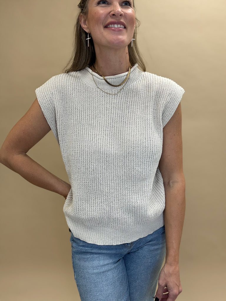 Ecru Mock Neck Sweater Top