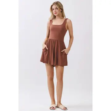Wide Strap Almond Romper