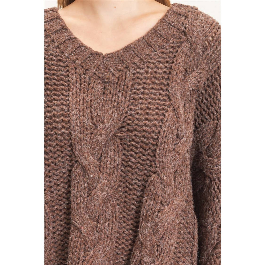 Coco Cable Knit V-Neck Sweater