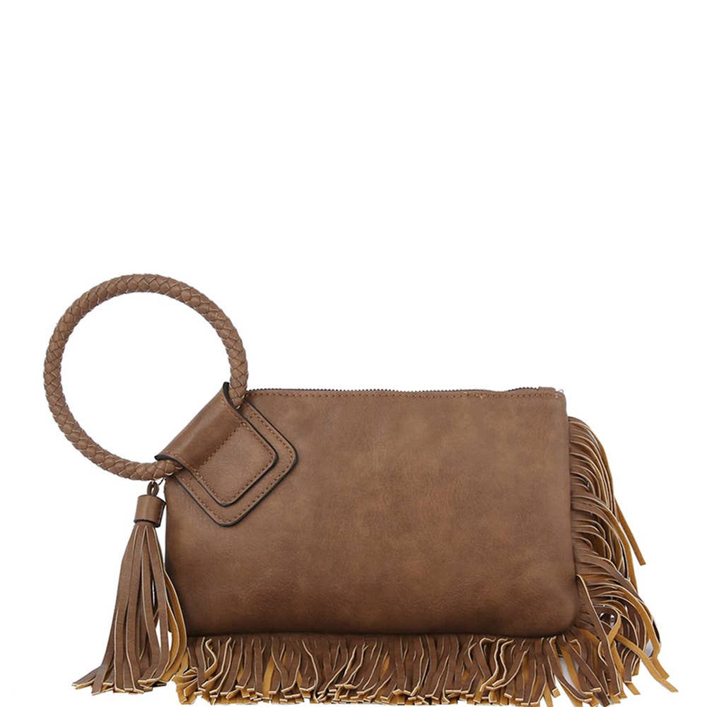 Wristlet Fringe Clutch Bag