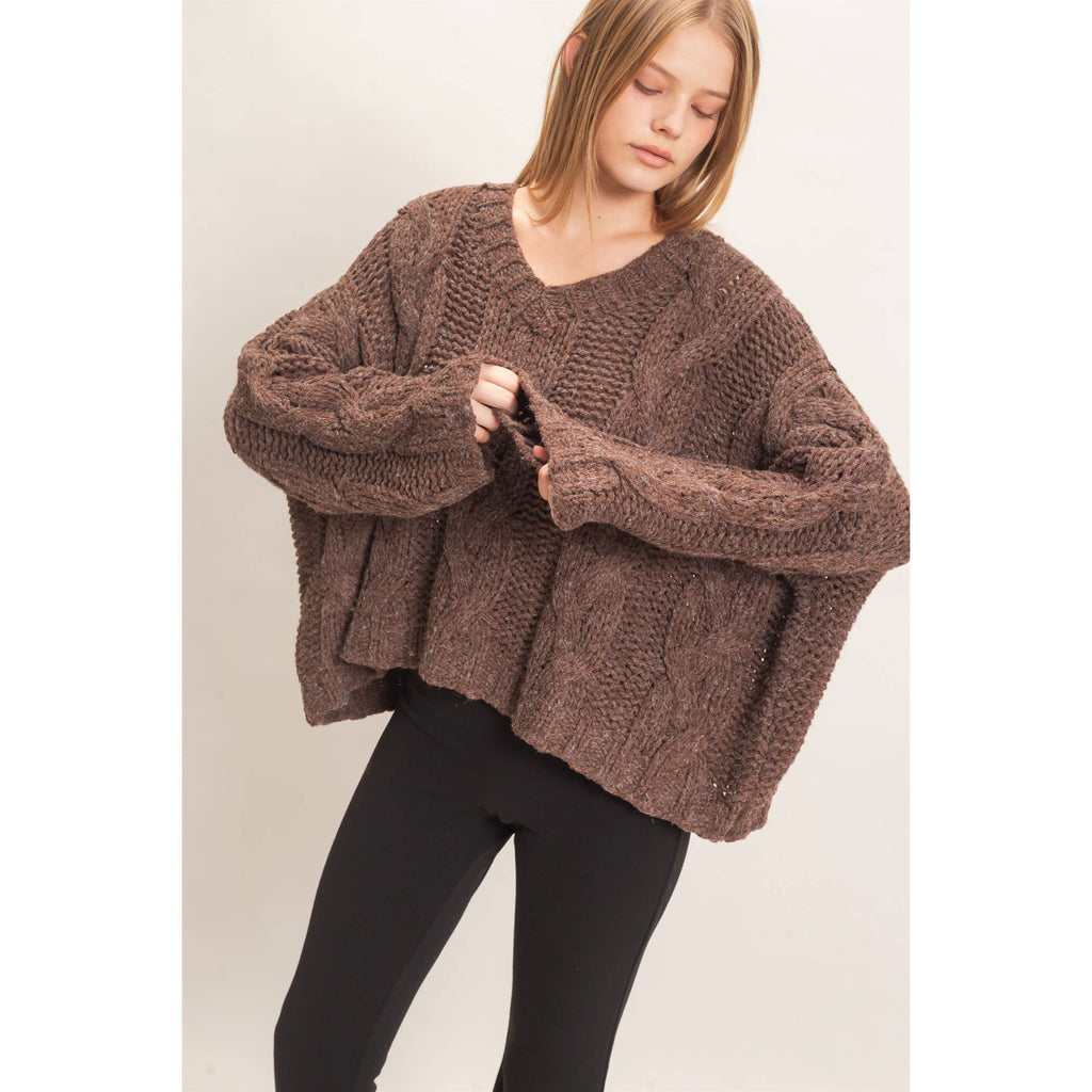 Coco Cable Knit V-Neck Sweater