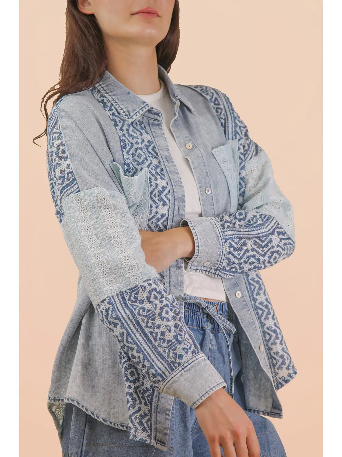 Tucson Aztec Denim Button Down Shirt