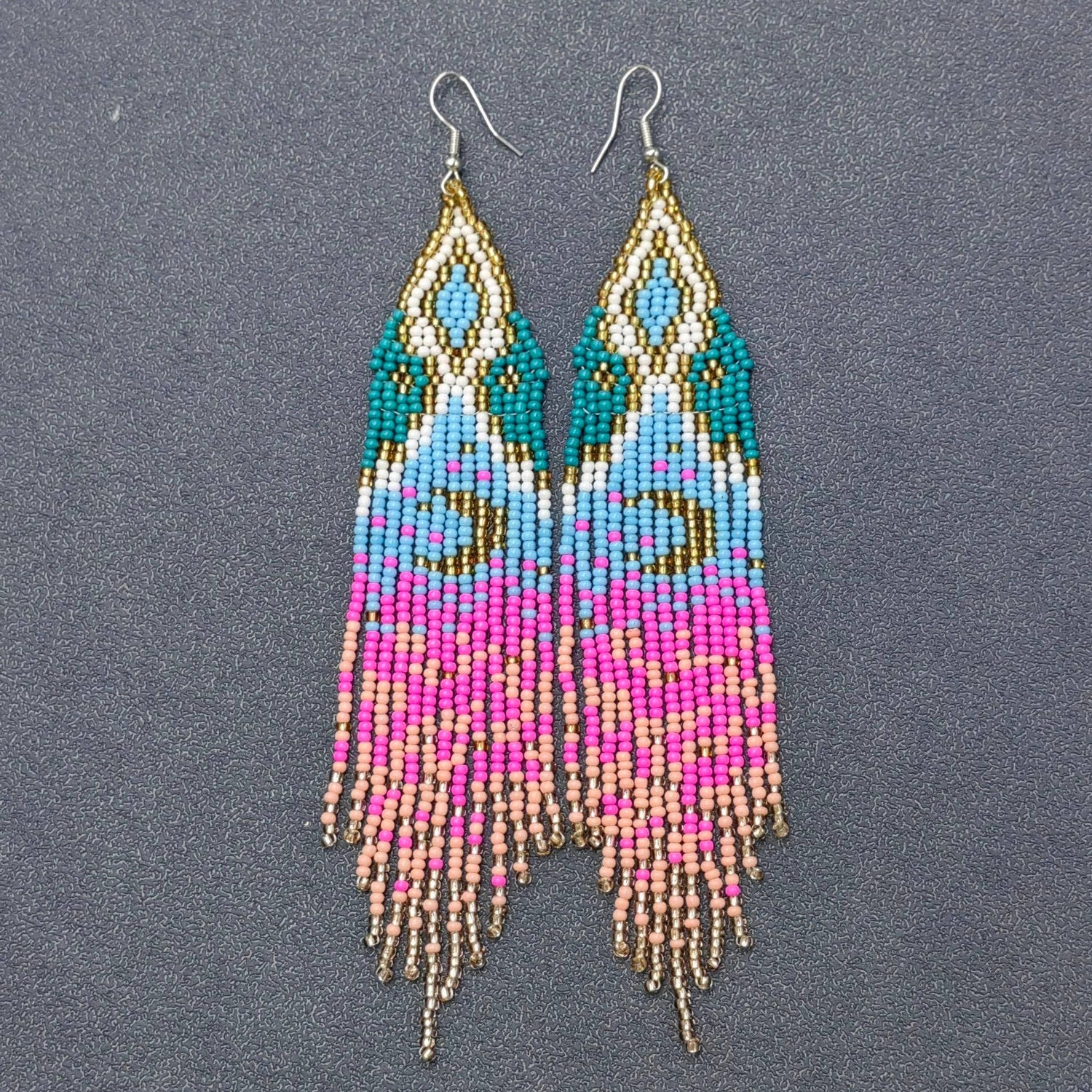 Boho Starry Sky Seed Beads Fringe Earrings - BJ/SB/MS