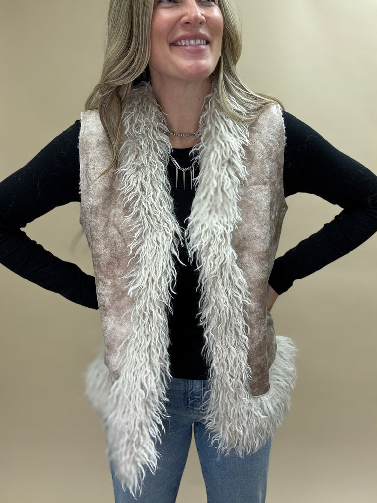 Sherpa Suede Boho Vest