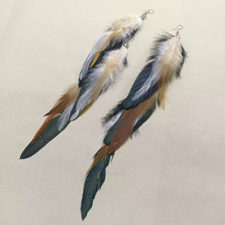 Moonshine Feather Long Earrings