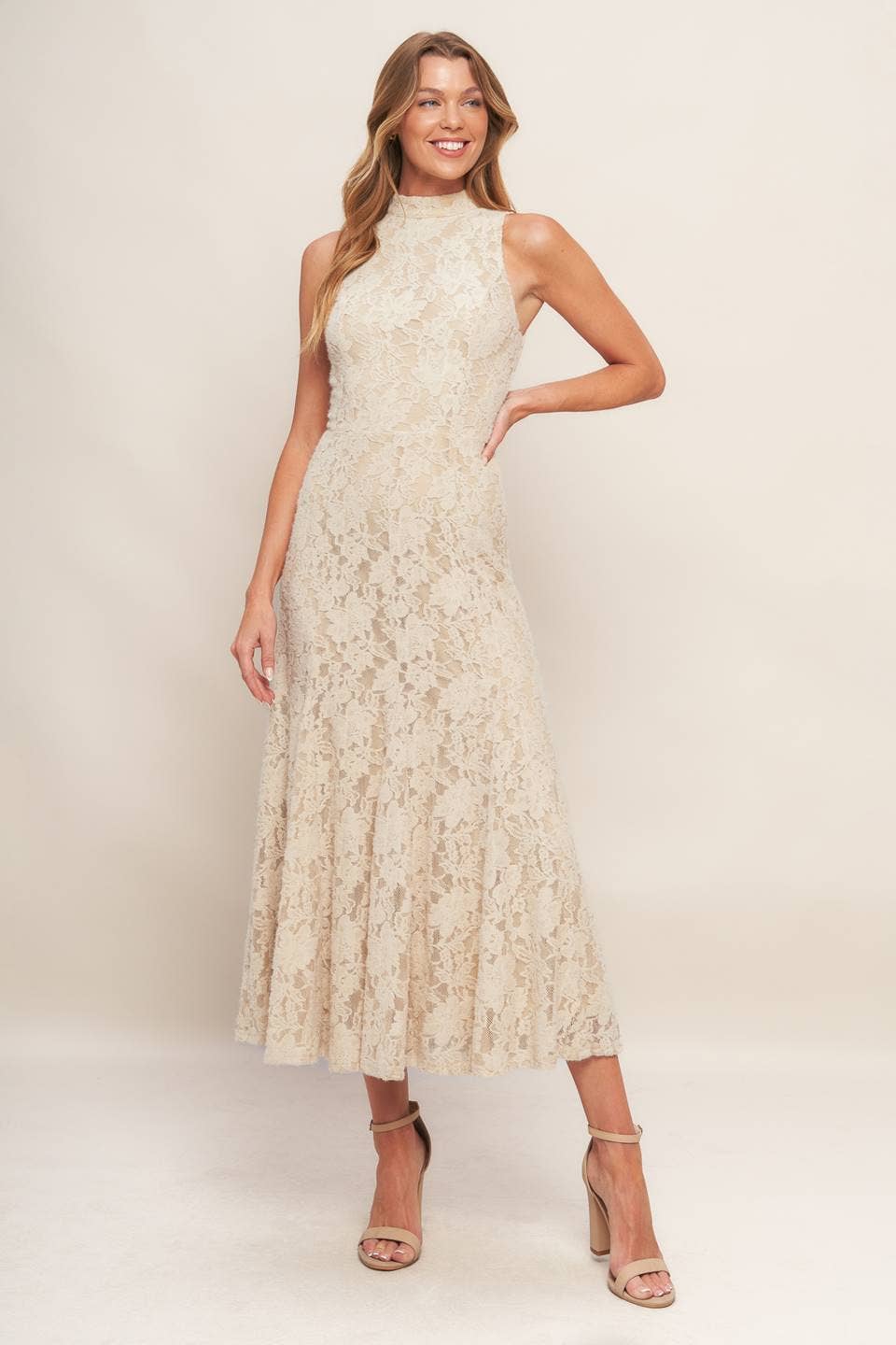 Frosted Lace Midi Dress