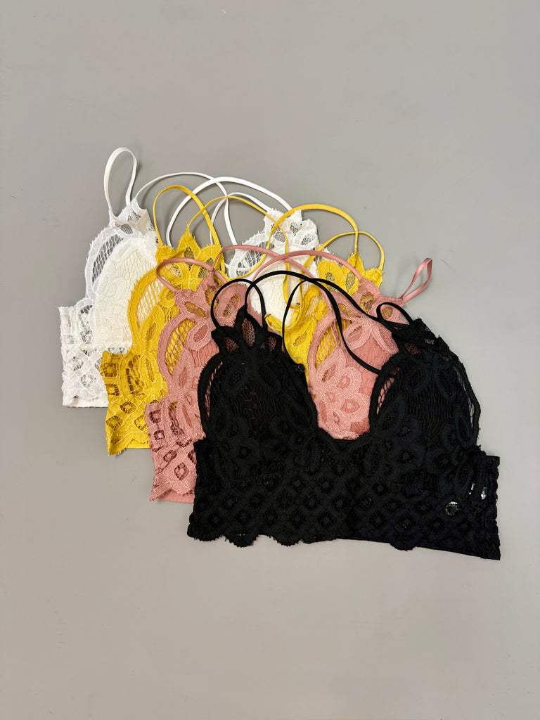 Padded Crochet Lace Longline Bralette