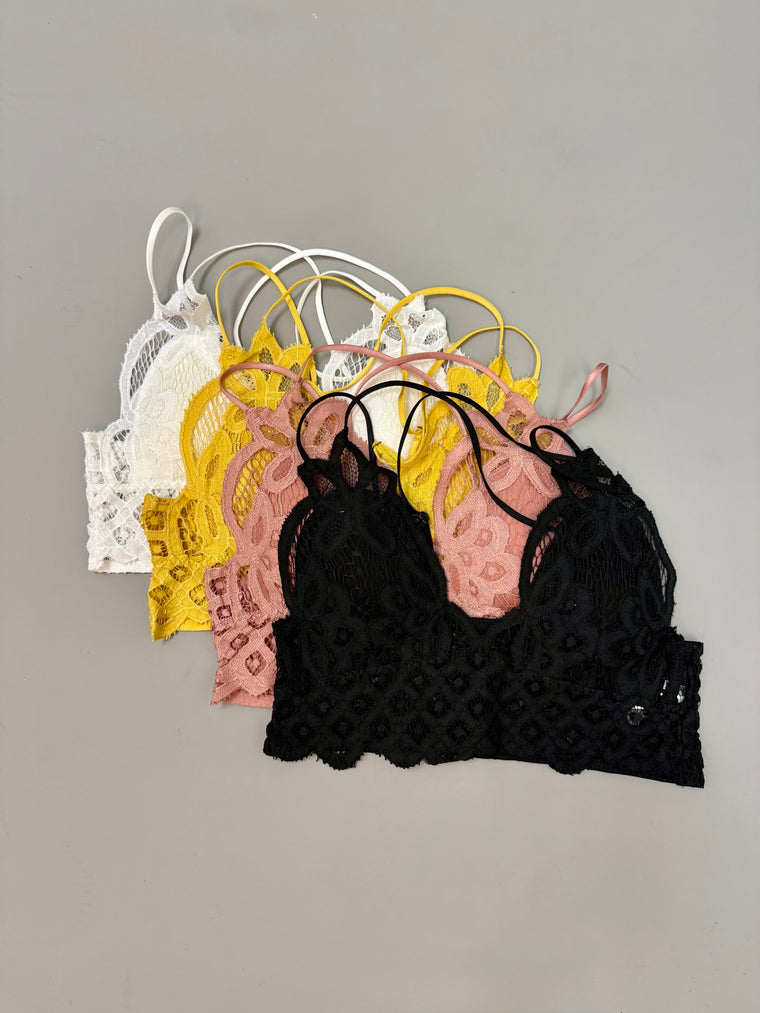 Padded Crochet Lace Longline Bralette