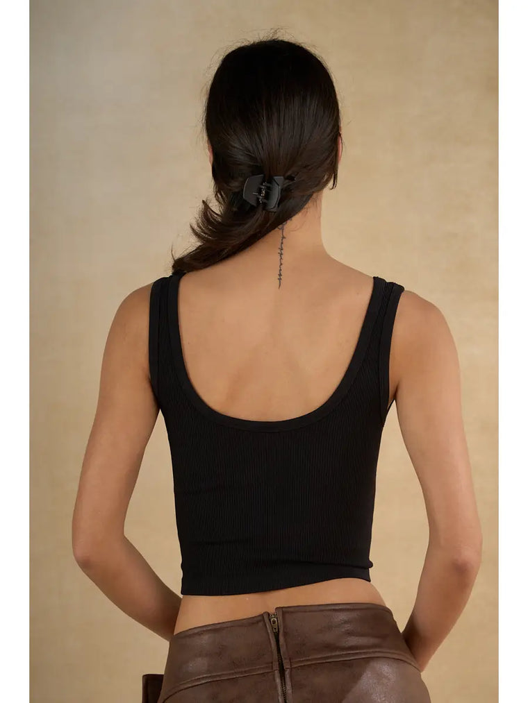 Black Studded Crop Tank