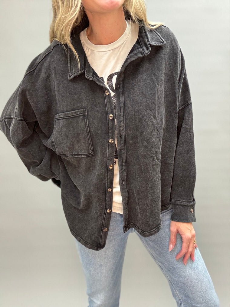 Slate Mineral Washed Shacket