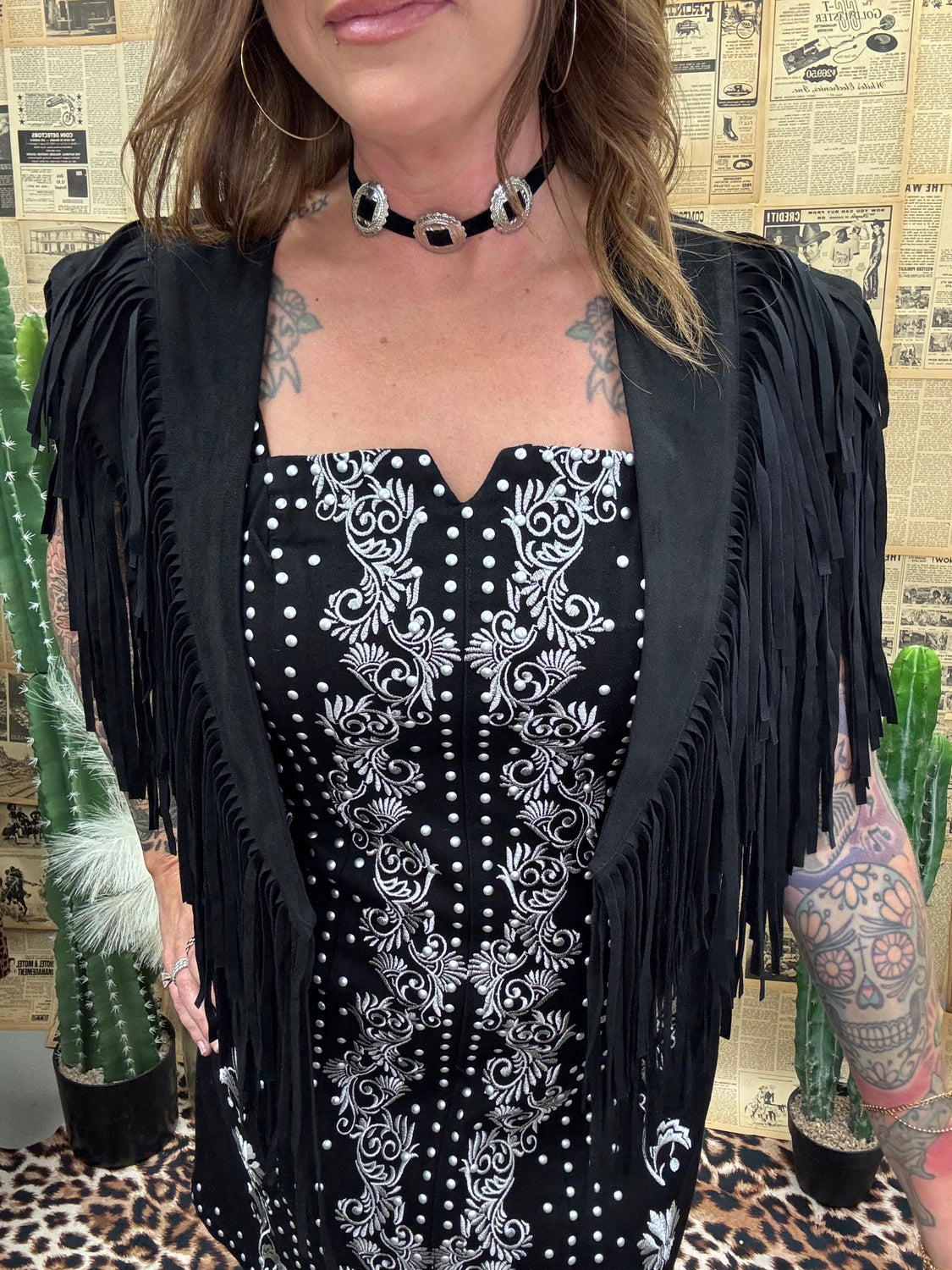 Monaco Black Fringe Shawl