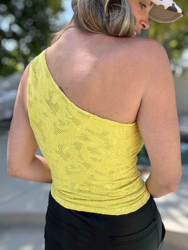 Bumble Bee Lace One Shoulder Tank