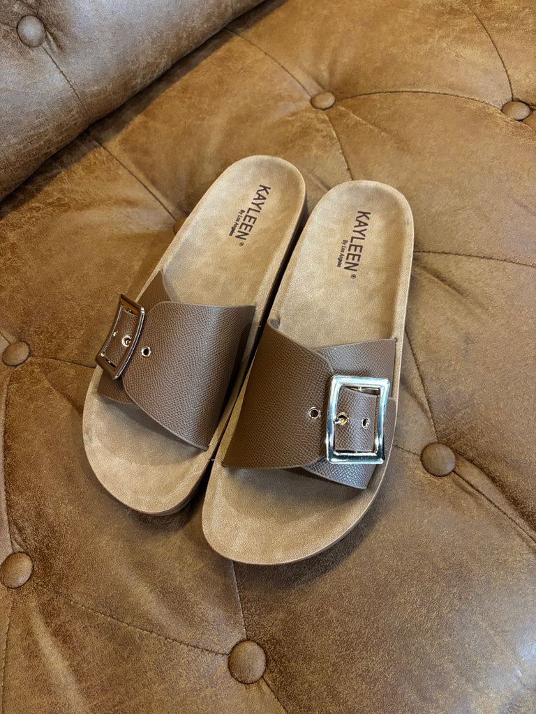 Brown Single Strap Slide
