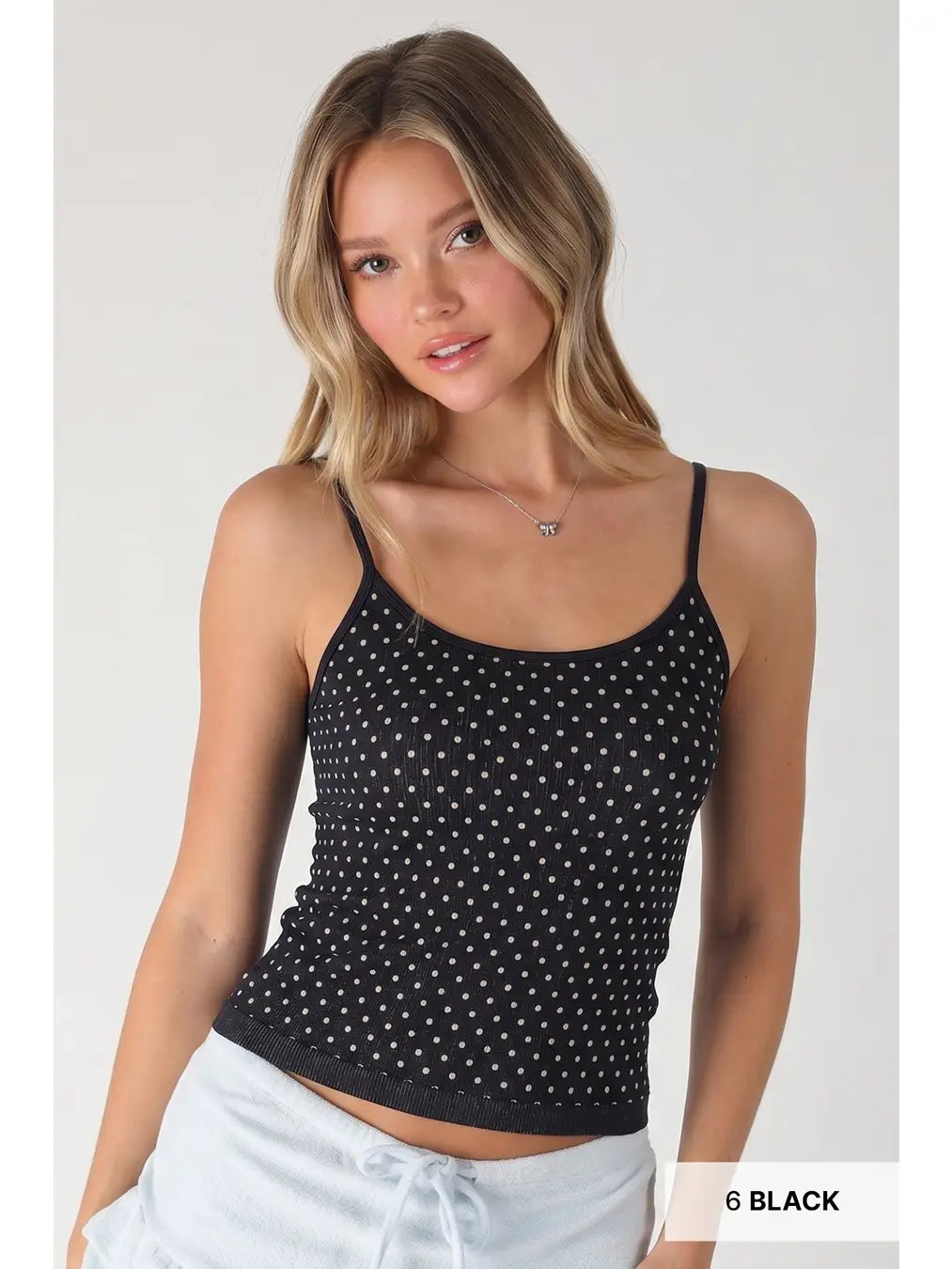 tiny polka dot black tank top