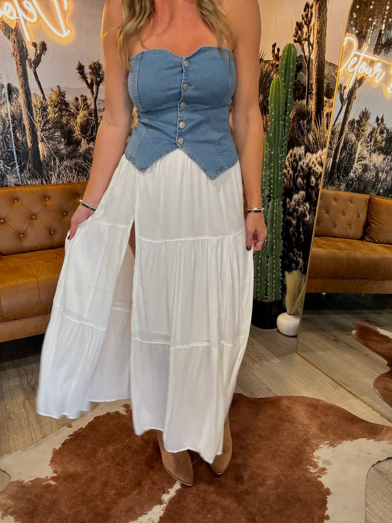 Blanco Side Slit Maxi Skirt