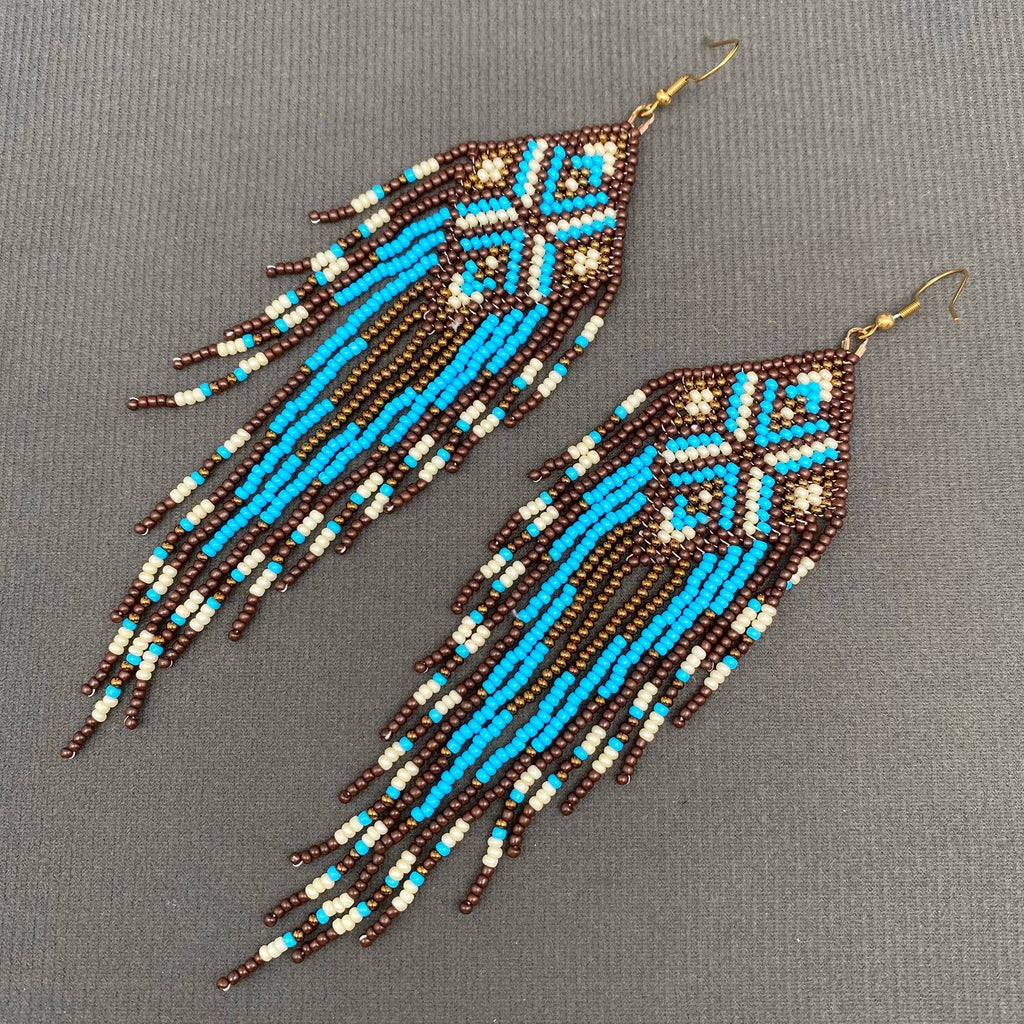 Turquoise Trails Seed Beads Earrings