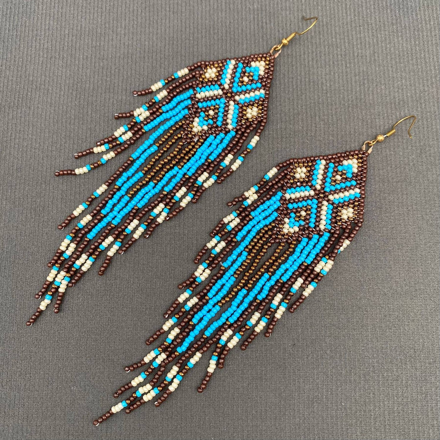 Turquoise Trails Seed Beads Earrings