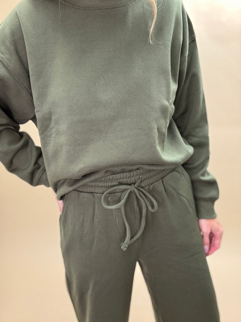 Fleece Olive Sweats Set