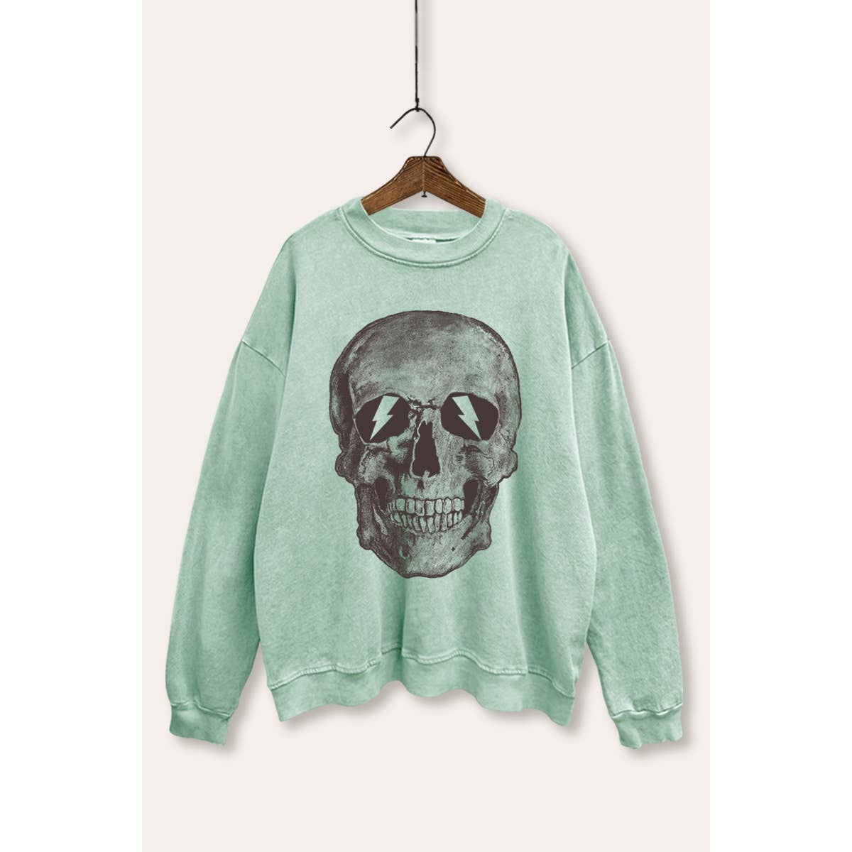 SKULL HEAD GRAPHIC COZY TERRY SWEATER