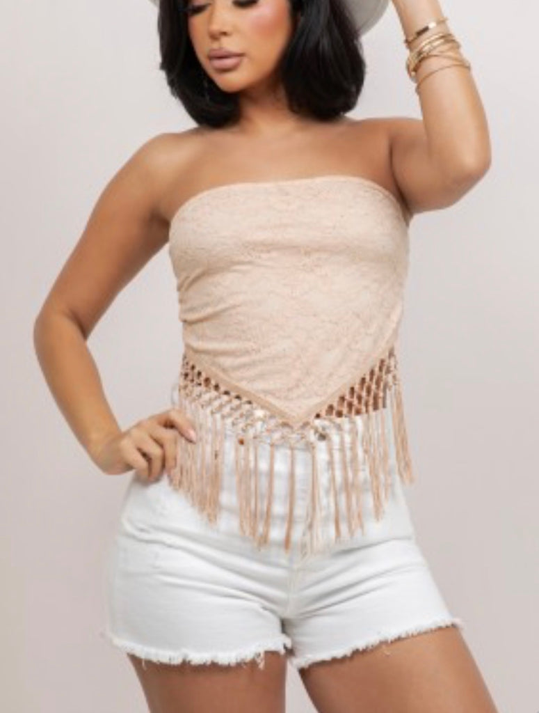 Lace Fringe Bandana Top